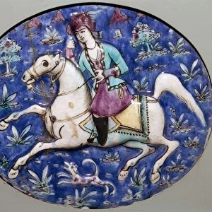 Persian tile depicting a horseman, 19th century