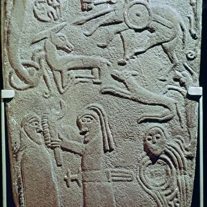 Detail of a Pictish Stone with biblical scenes, 9th century