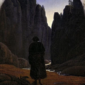 Pilgrim in a Rocky Valley, ca 1820. Artist: Carus, Carl Gustav (1789-1869)