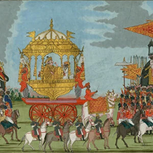 Rajah of Tanjore Riding an Elephant to a marriage ceremony, c. 1780. Artist: Indian Art