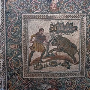 Roman mosaic of a boar hunt