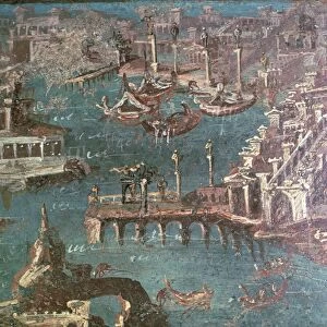 Roman wall painting of a harbour scene
