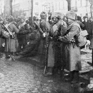 Russian Siberian infantry troops in Warsaw, Poland, 1914