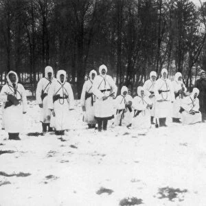 Russian soldiers in winter uniform, Galician front, Poland, World War I, December 1914. Artist: Stuff