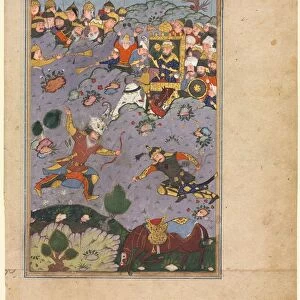 Rustam meets the challenge of Ashkabus, from a Shah-nama (Book of Kings) of Firdausi