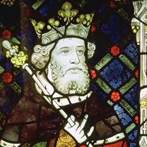 Stained thirteenth century glass image of King Cnut (985 / 95-1035)