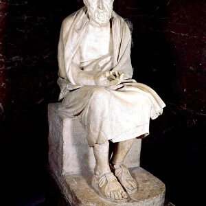 Statue of seated man said to be Herodotus, Ancient Greek historian