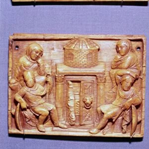 Tomb of Jesus on Easter Morning, Wood Panel, Byzantine casket, 5th century