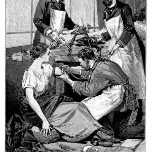 A tuberculosis patient being given a transfusion of goats blood, 1891