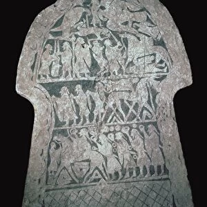 Detail of Viking stele showing a battle scene, 8th century