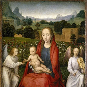 Virgin and child and two angels, 1480-1490. Artist: Memling, Hans (1433 / 40-1494)