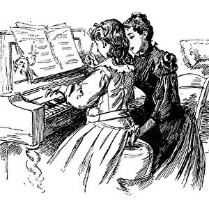 Young girl being given a piano lesson, Paris, 1889