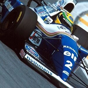 Formula One World Championship: Ayrton Senna Williams FW16 ran for most of the race in 2nd position until he spun out and retired on lap 55