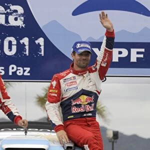 World Rally Championship: Rally winner Sebastien Loeb, Citroen, on the podium