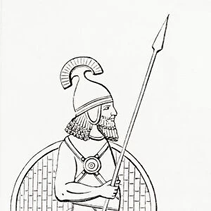 An Assyrian Spearman. From The Imperial Bible Dictionary, Published 1889