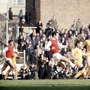 Arsenal v Wolves 1968 Mike Bailey of Wolves is brought down by George Graham of Arsenal. March 1968