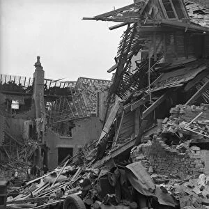Bomb damage to a terrace of Nuneaton houses 26th June 1942