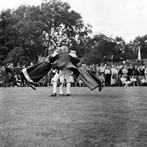 Danish Folk dancing in Battersea Festival Gardens. July 1952 C3598