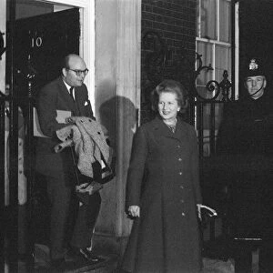 Margaret Thatcher PM pictured outside Downing Street, London, 15th January 1982