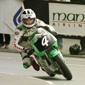 Robert Dunlop winner at the Isle of Man TT June 1998 despite having a broken leg
