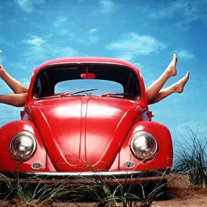Sex Outdoors in a Volkswagen beetle car