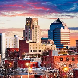 Durham, North Carolina, USA downtown skyline at dawn